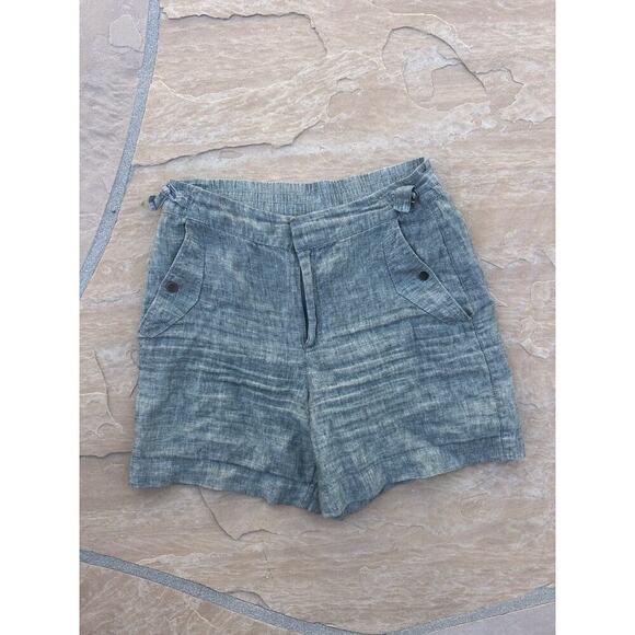 Athleta Women's Size 10 Green 100% Linen Voyager Linen Shorts - Picture 1 of 3